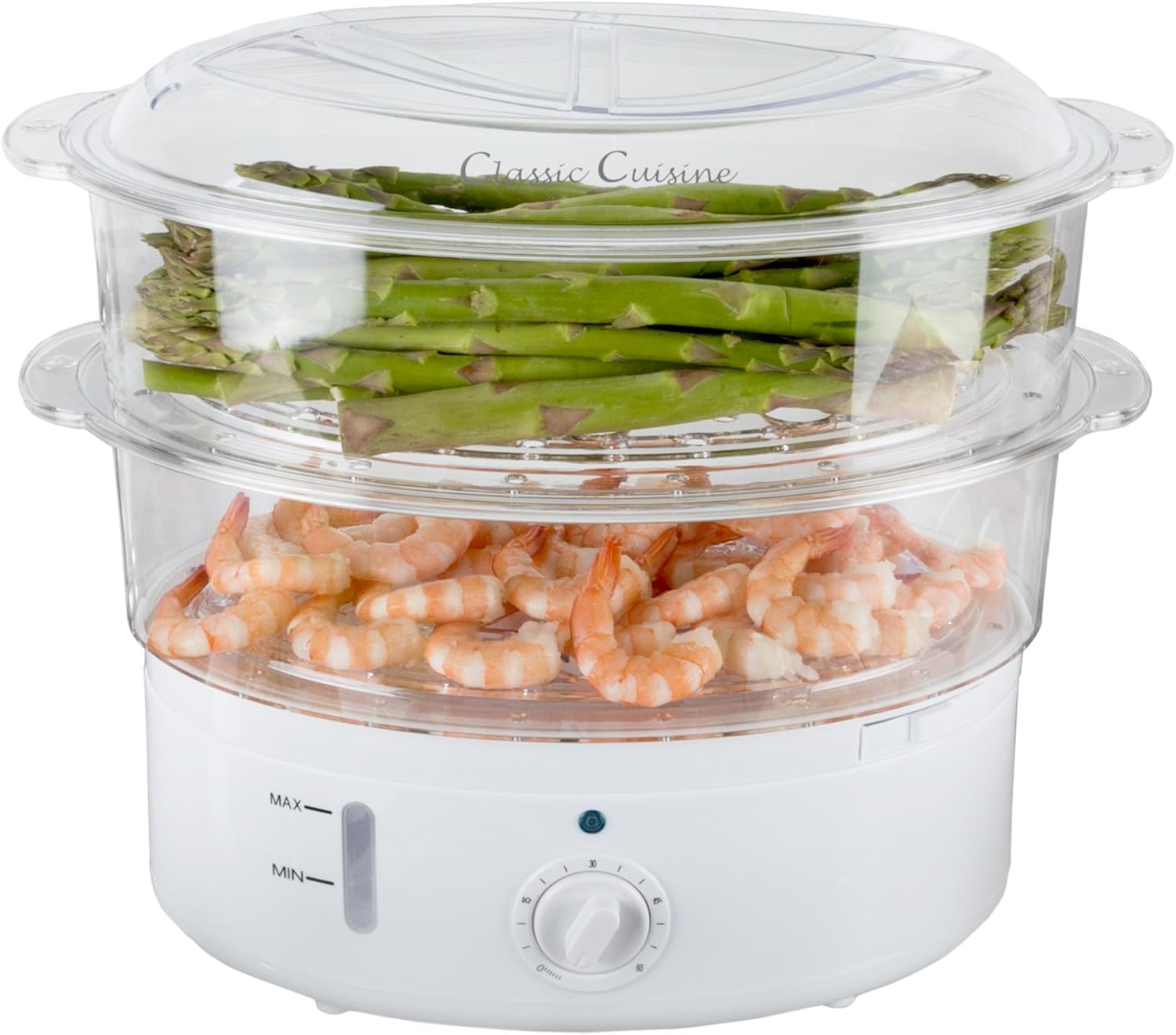 Vegetable Steamer and Rice Cooker – 6.3 Quart Electric Steamer for Cooking Healthy Fish, Eggs, Vegetables, Rice, and Baby Food by Classic Cuisine