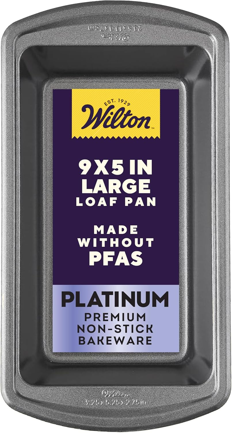 Wilton Platinum Non-Stick Loaf Pan – Stainless Steel Bakeware – Perfect for Baking, Roasting & Cooking – Made without PFAS – Packaging May Vary – 9 x 5 x 2.75 Inches