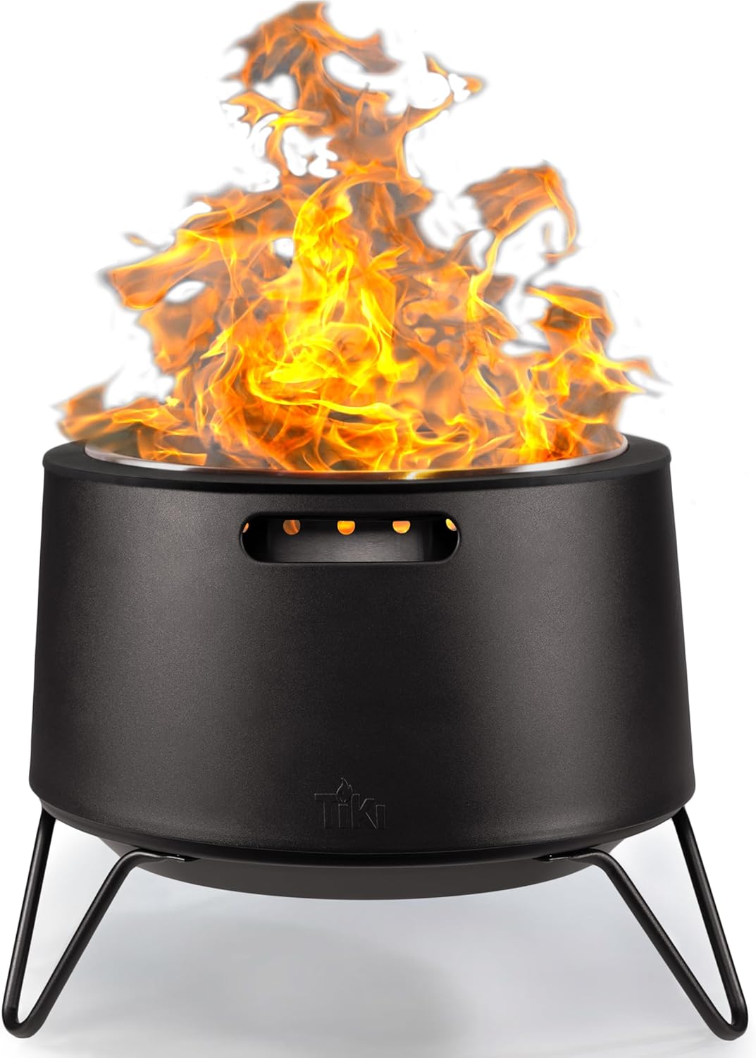 Smokeless Fire Pit 20-Inch – Portable Outdoor Wood Burning Fire Pit for Patio, Backyard & Camping, Stainless Steel, Removable Ash Pan, Stand & Cover – TIKI Social Fire Pit