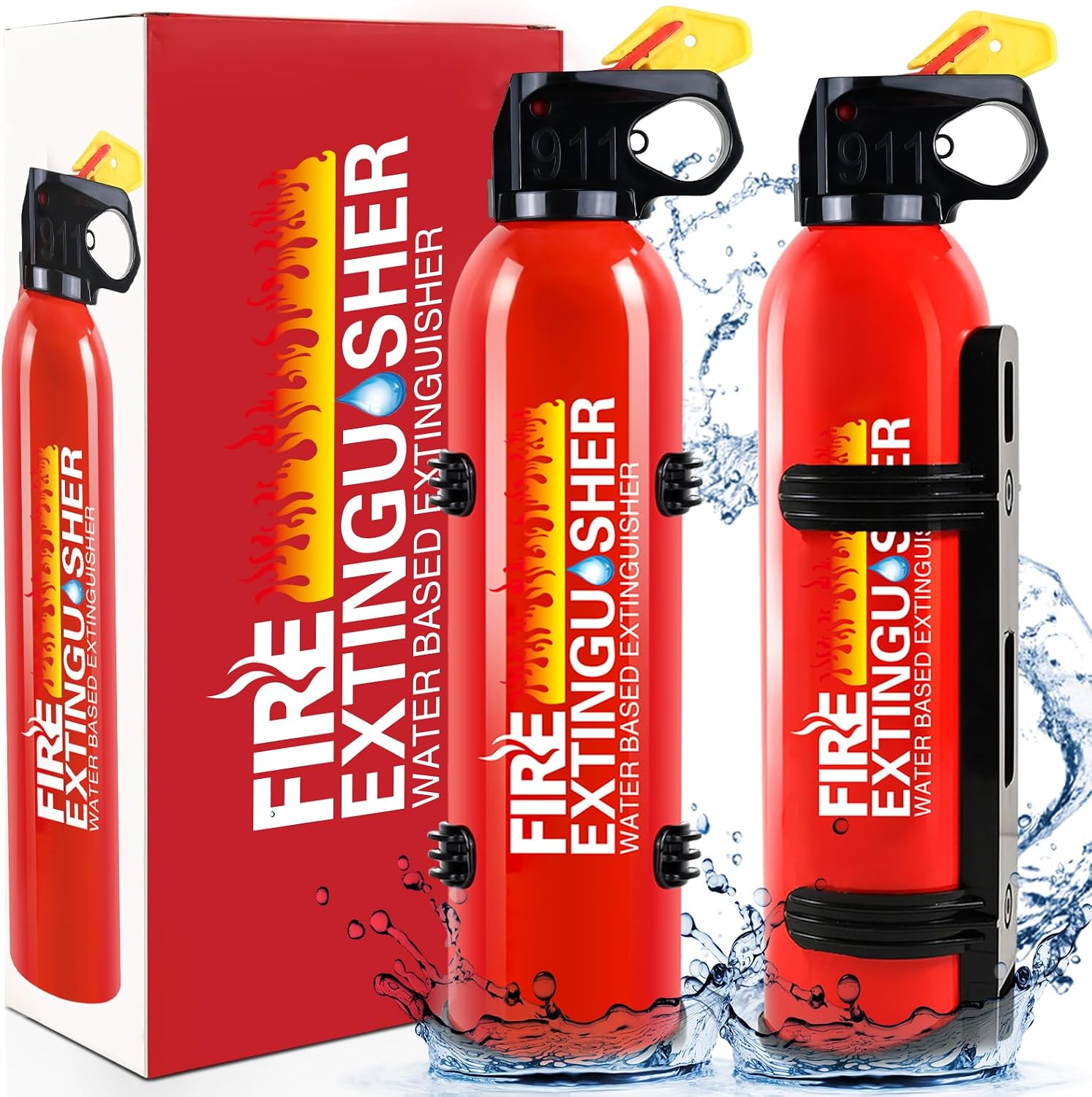 Fire Extinguisher for Home – 2pack Car Fire Extinguisher with Wall Mount, Small A B C K Fire Extinguisher, Water-Based Fire Extinguishers for Car/House/Kitchen/Truck/Marine/Boat/Vehicle/utv/rv