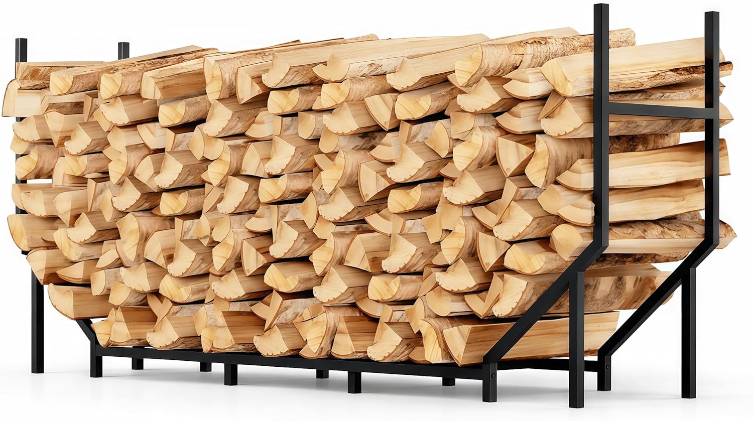 6 ft Firewood Rack Outdoor, Heavy Duty Metal Fire Wood Rack for 880LBS Capacity, 1/4 Cord Log Holder with 12 Support Legs for Patio, Porch and Indoor Fireplace