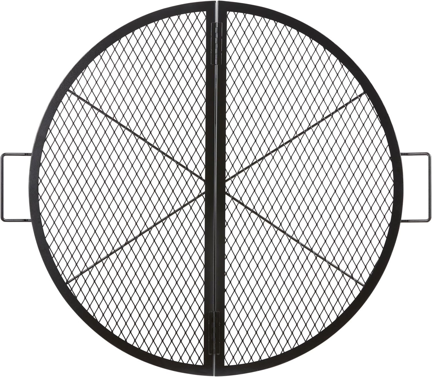 VEVOR X-Marks Fire Pit Grill Grate, Foldable Round Cooking Grate, Heavy Duty Steel Campfire BBQ Grill Grid with Handle and Support X Wire, Portable Camping Cookware for Outside Party, 36 Inch Black