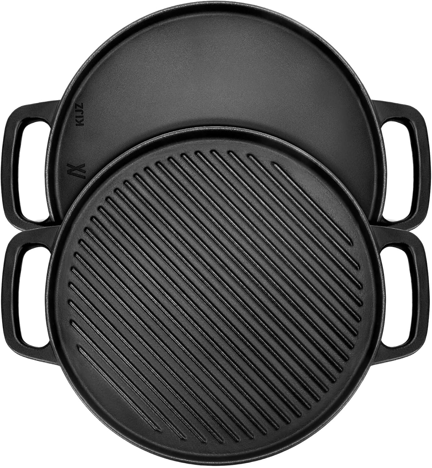 GGC Cast Iron Reversible Griddle, 12 inch Griddle Pan for Stove Tops, Gas Grills and Outdoor Cooking, Double-sided Griddle Plate with Baking Flat and Ribbed