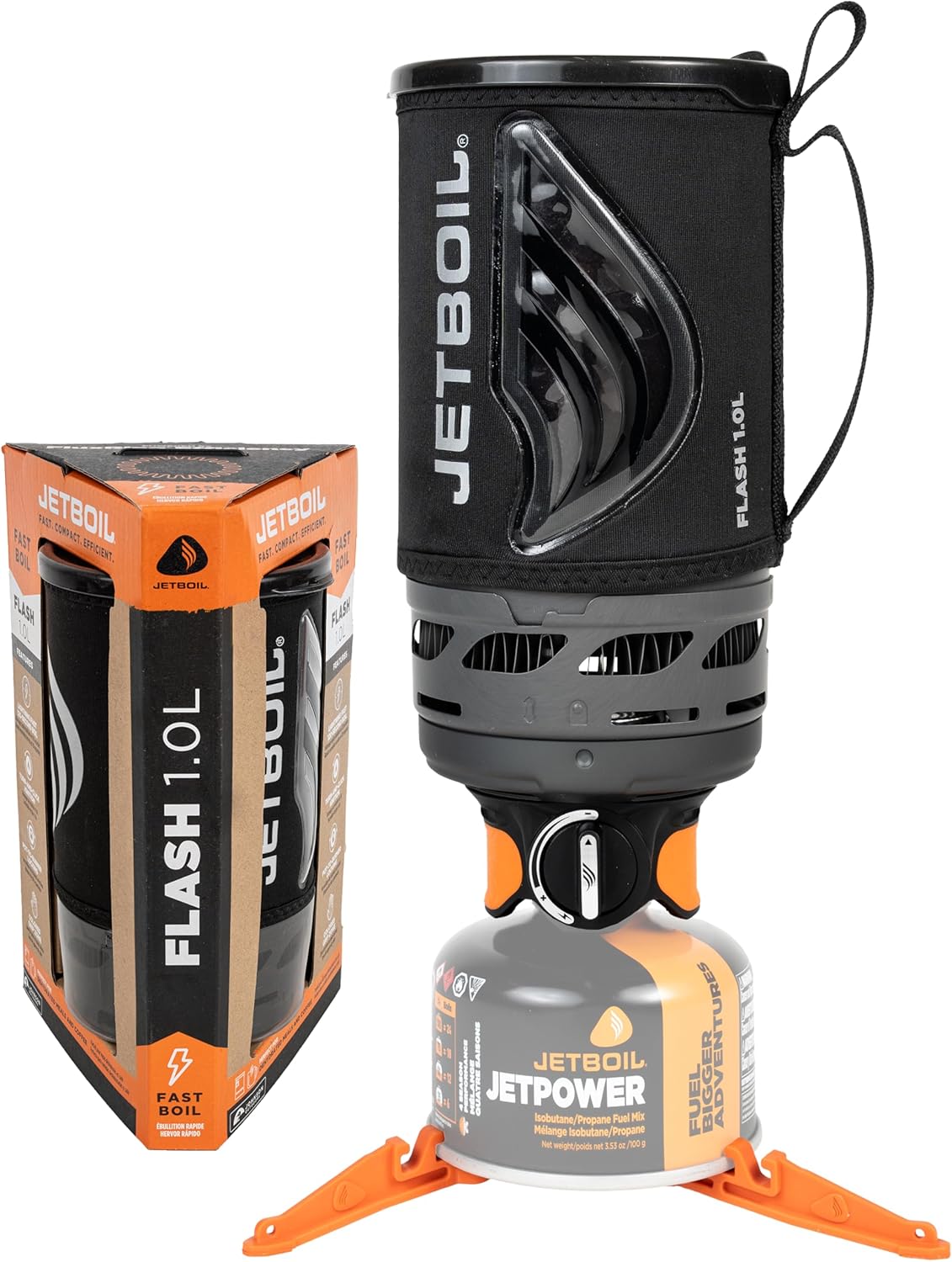 Jetboil Flash Portable Fast Boil Stove for Camping and Backpacking with 1-Step Auto Ignition, Propane/Isobutane Burner with Cooking Cup