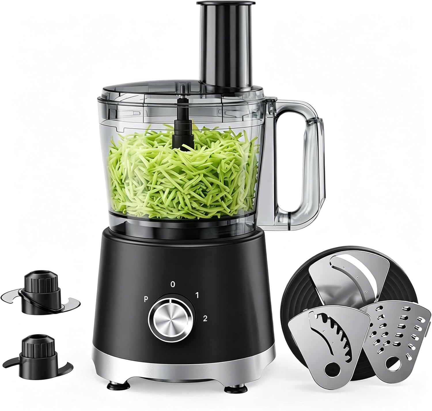 Simple Deluxe Food Processor 10.5 Cup, Multi-Functional Vegetable Choppers Food Grinder with Slicing Shredding Chopping Kneading, Suitable for Smoothie Fruit Dough, 2.6QT, Black