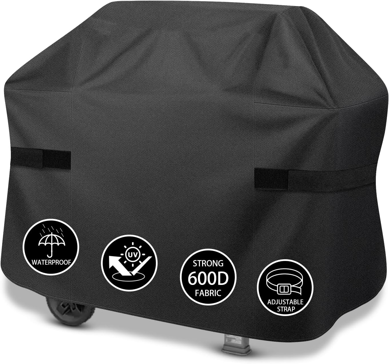 Grill Cover,51 inch Heavy Duty Waterproof Grill Cover for Outdoor Grill,600D Anti-UV Fade-Resistant Barbecue Gas Cover with Adjustable Straps for Weber,Genesis,Charbroil and More Grills