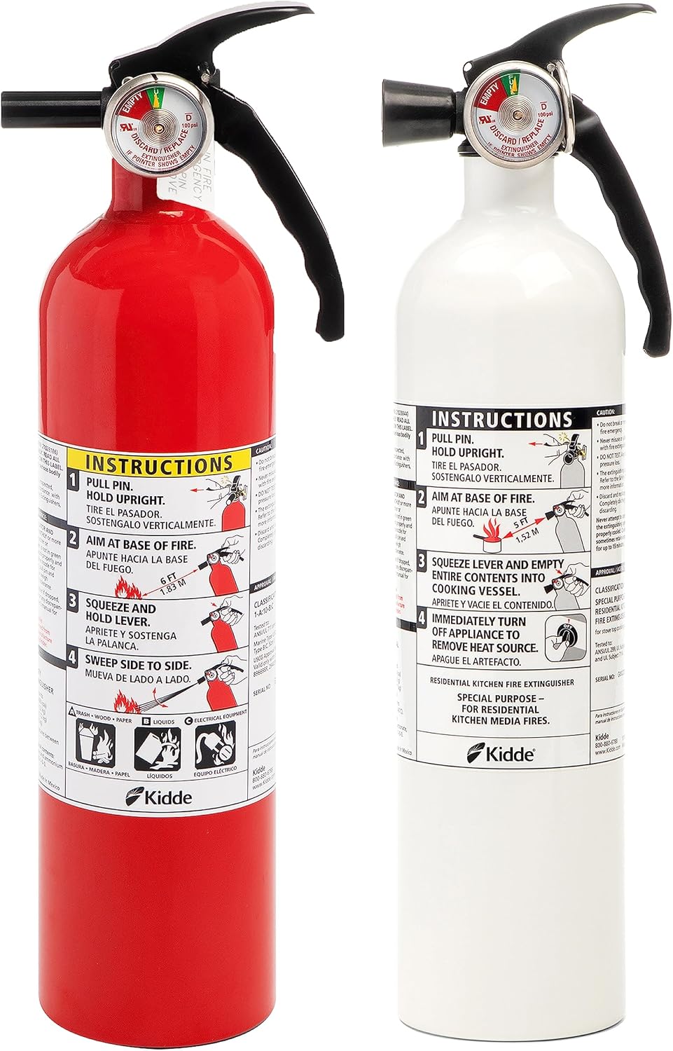 Kidde Kitchen + Home Fire Extinguisher Set, 711A | 1-A:10-B:C, RESSP+FA110G | Residential Fire Extinguisher Set for Small Cooking Oil and Grease Fires + Common Household Fires, 2.5 lb. Dry Chemical