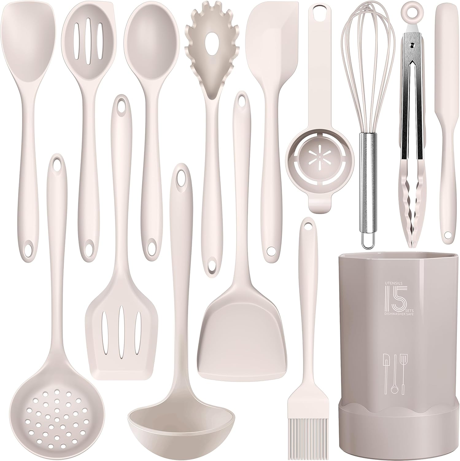 AOTHOD Silicone Cooking Utensils Set – 446°F Heat Resistant Kitchen Utensils,Turner Tongs,Spatula,Spoon,Brush,Whisk,Kitchen Utensil Gadgets Tools Set for Nonstick Cookware,Dishwasher Safe (BPA Free)