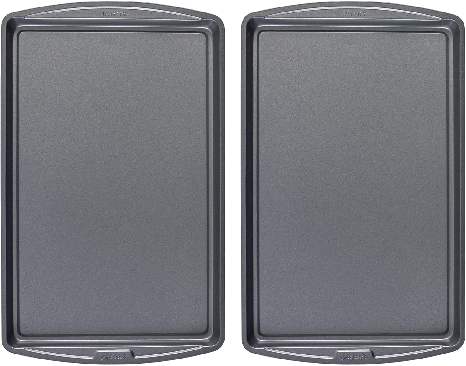 GoodCook Everday Nonstick Carbon Steel 17 x 11-Inch Baking Sheet Set, 2 Pack – Medium Sized Cooking Pans, Bakeware Set, Cookie Sheets for Baking, Oven Pan Set