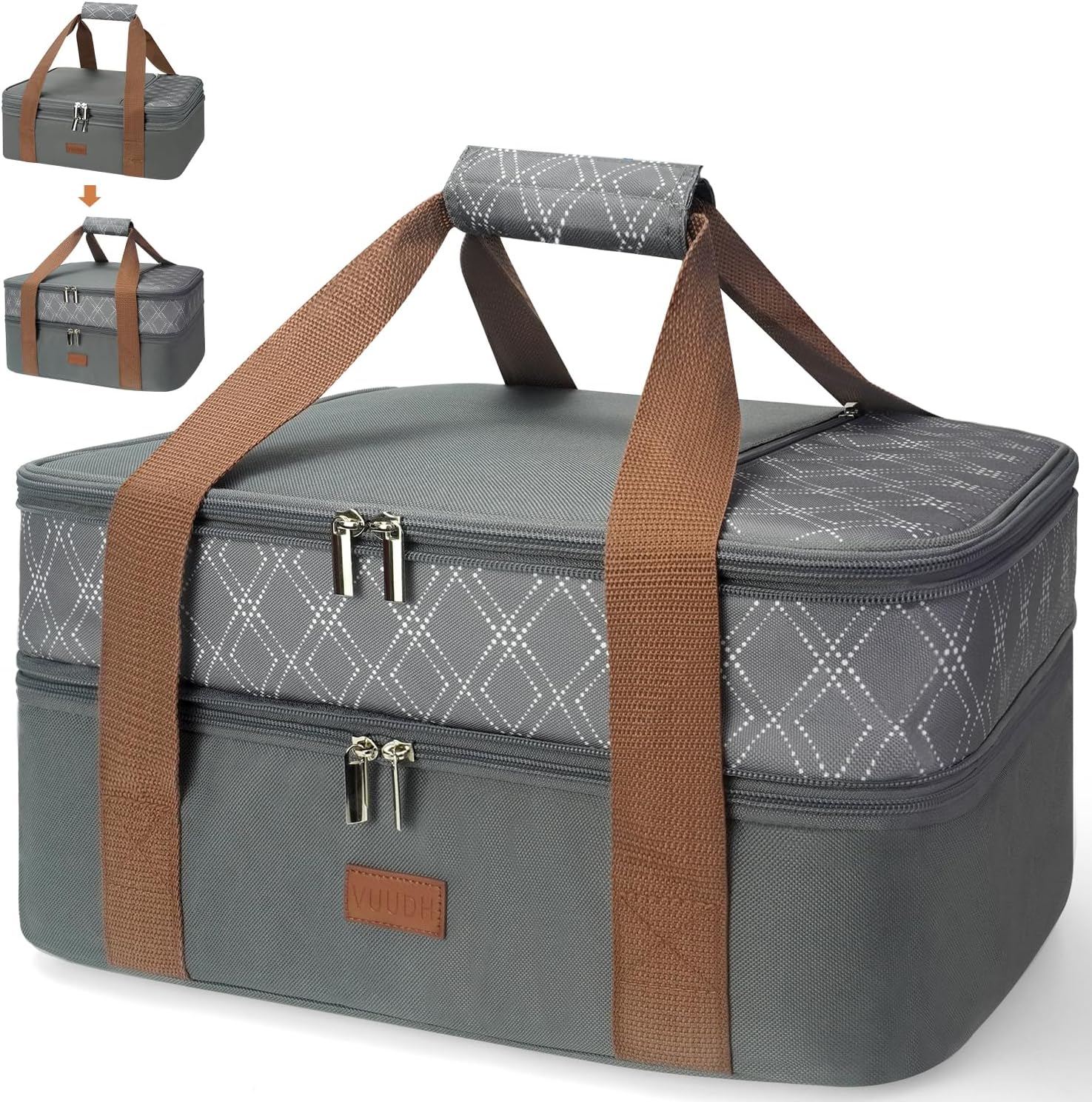 Expandable Casserole Carrier Bag – Double Decker Food Bag, Insulated Casserole Carrier for Hot or Cold Food, Lasagna Holder Tote for Picnics,Beaches,Traveling or Gifts