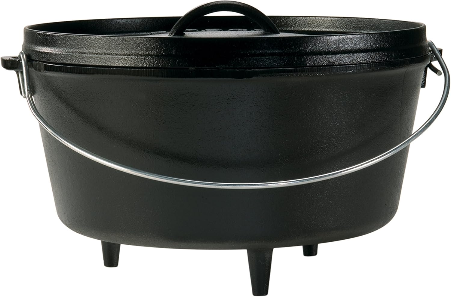 Lodge Seasoned Cast Iron Camp Dutch Oven with Lid – 8 Quart – Dual Handles – Seasoned Cast Iron Cookware with Steel Handle & Strong Lid for Heavy- Duty Camping Cookware | camping-kitchen-equipment