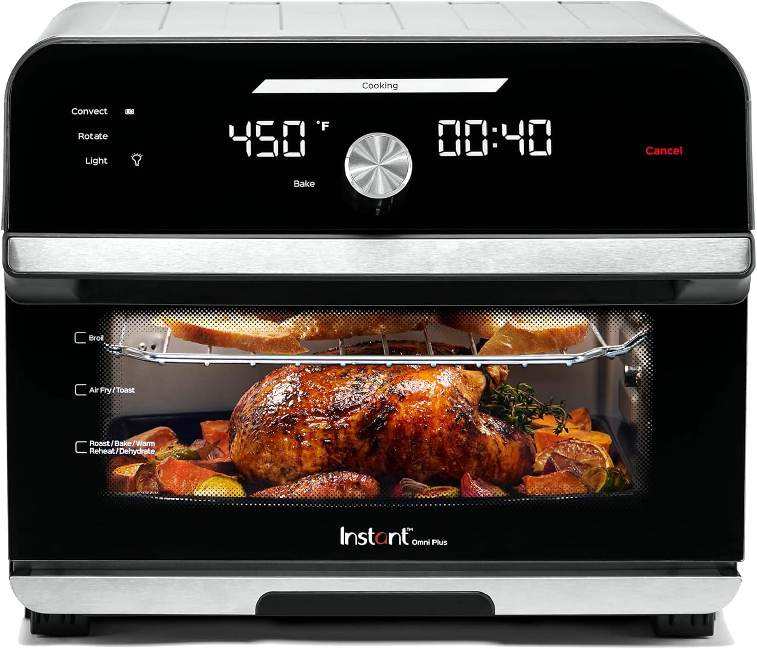 Instant Pot Omni Plus 19QT/18L Toaster Oven Air Fryer, 10-in-1 Functions, Fits 12″ Pizza, Crisp, Broil, Bake, Roast, Toast, Warm, Convection, 100+ In-App Recipes, from the Makers of Instant Pot, Black