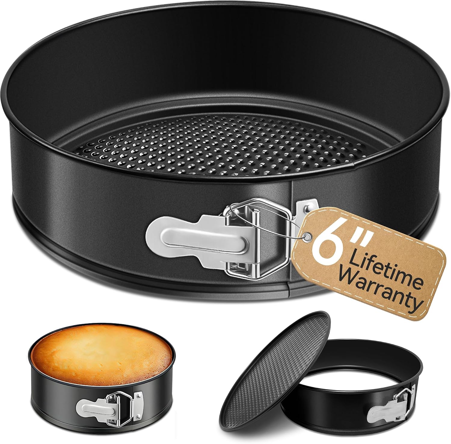 USLAI Springform Pan, 6 Inch Nonstick Cheesecake Pan with Removable Bottom, Easy to Clean, Ideal for Baking Cakes, Pies and Quiches