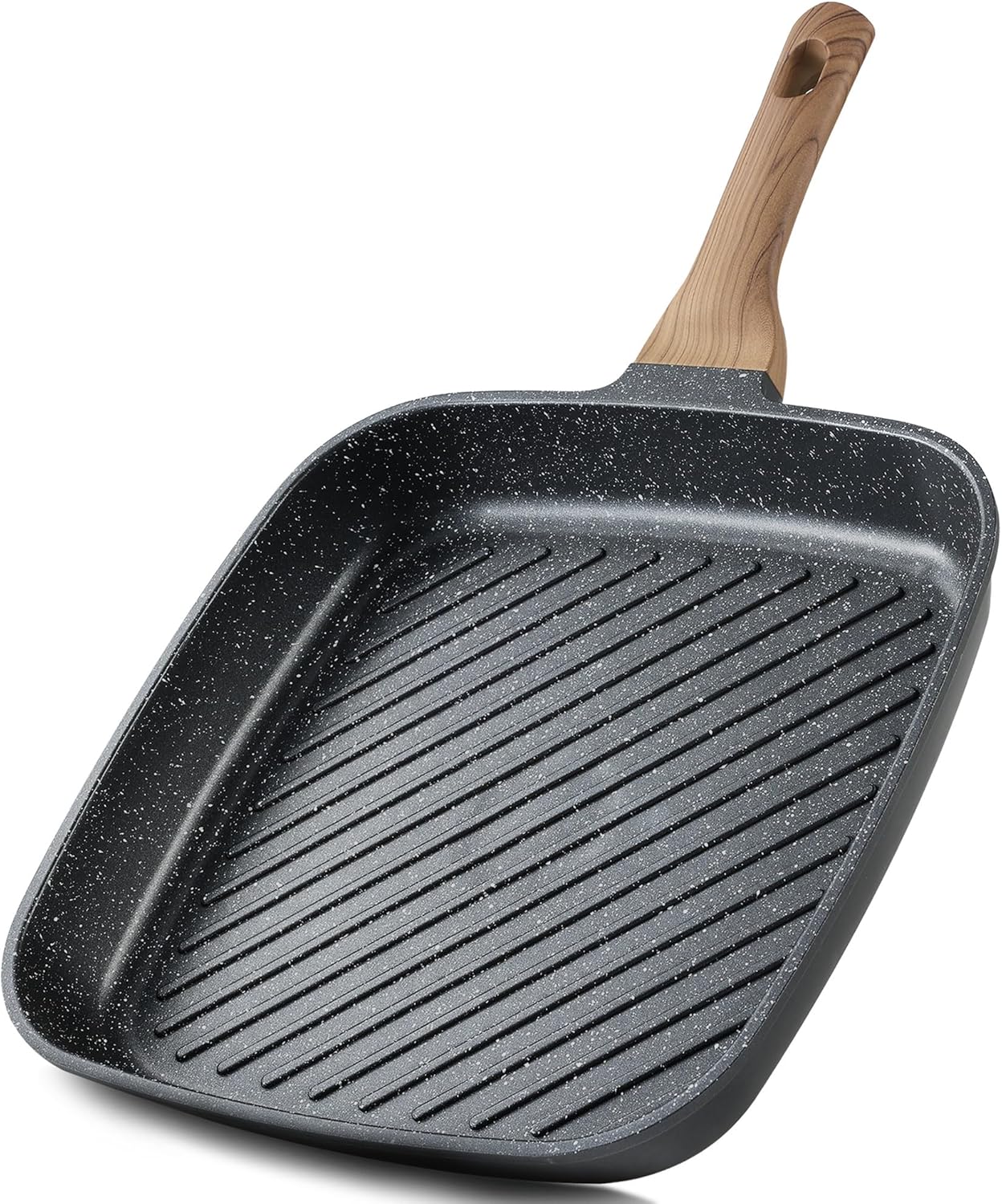 CAROTE 11 Inch Nonstick Grill Pan for Steak – Premium Granite Nonstick Coating, Square Grill Skillet, Indoor Outdoor RV Camping Use, Gas & Induction Safe, All Stovetops Compatible, PFOA Free, Black