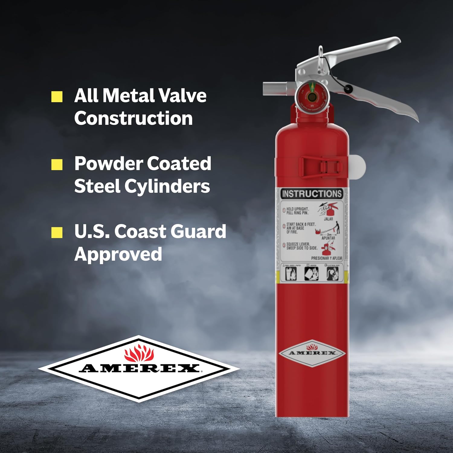 Amerex B417, 2.5 lb. ABC Dry Chemical Class A B C Fire Extinguisher with Wall Bracket, 2 Pack