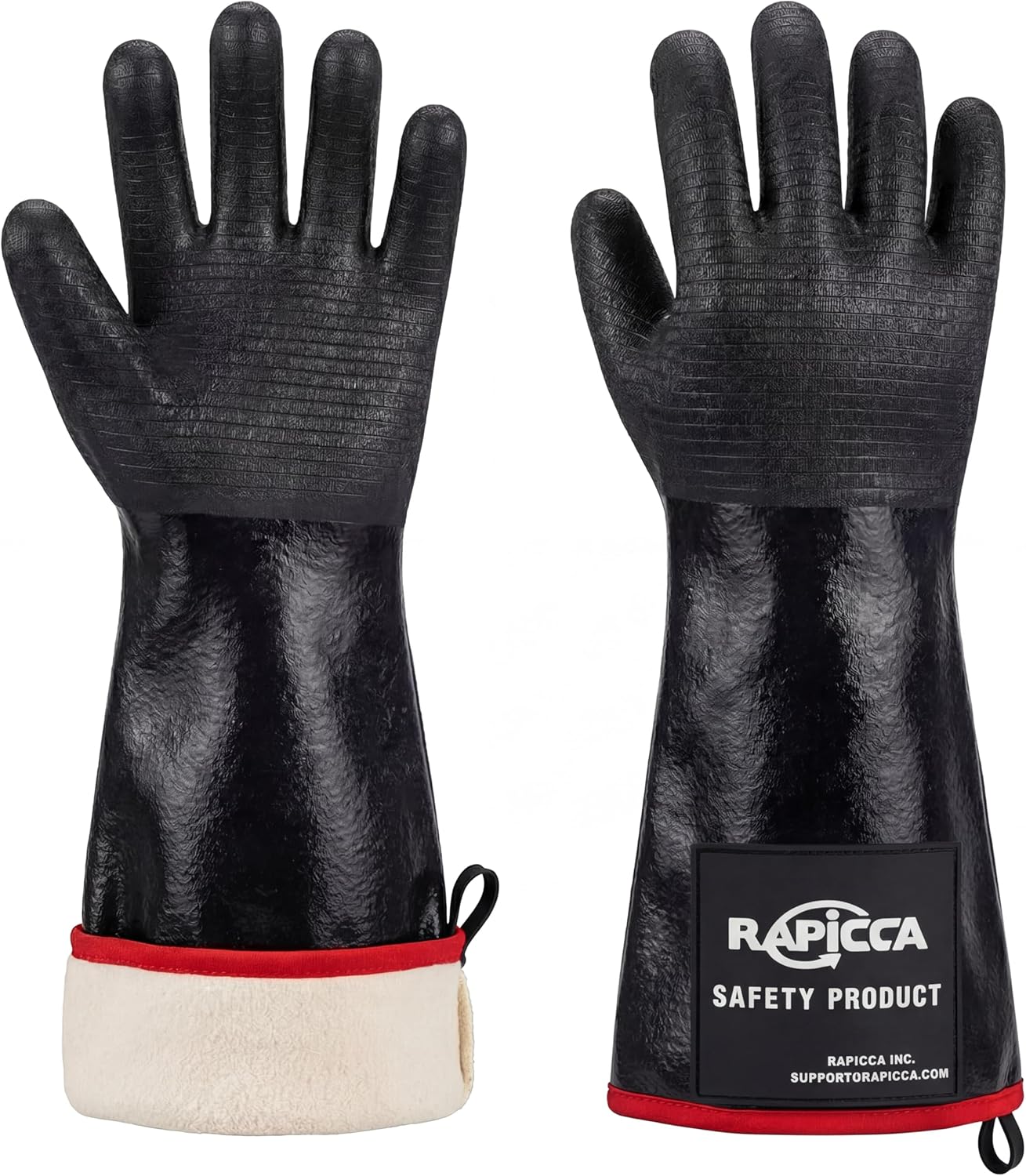 RAPICCA 932°F Heat Resistant BBQ Grill Gloves: Oil Resistant Waterproof for Smoking Grilling Cooking Barbecue Deep Frying Turkey Rotisserie Handling Hot Greasy Meat | Great Stocking Stuffers for Men