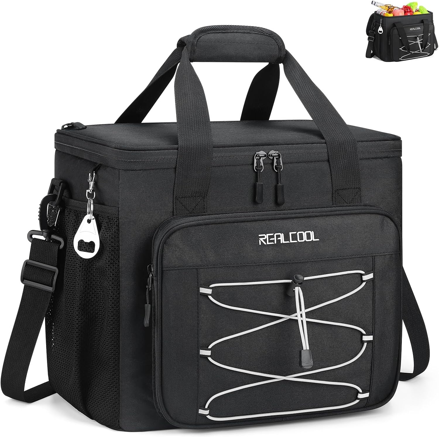 RealCool Soft Cooler Bag 35/45Can, Collapsible Cooler Insulated Leak Proof, Large Lunch Box for Men Women, Soft-Sided Cooler for Picnic, Grocery, Beach, Camping, Travel