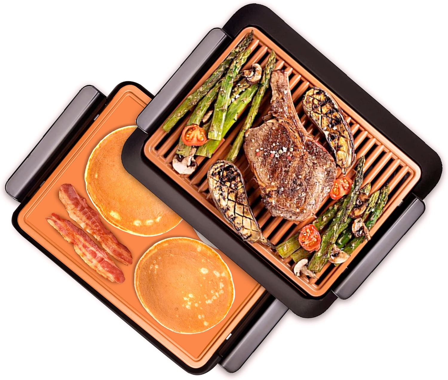 Gotham Steel Smokeless Indoor Grill with Ceramic Coating & Adjustable Heating, Electric Removable Grill/Griddle Plate, Nonstick, Healthy & Toxin Free