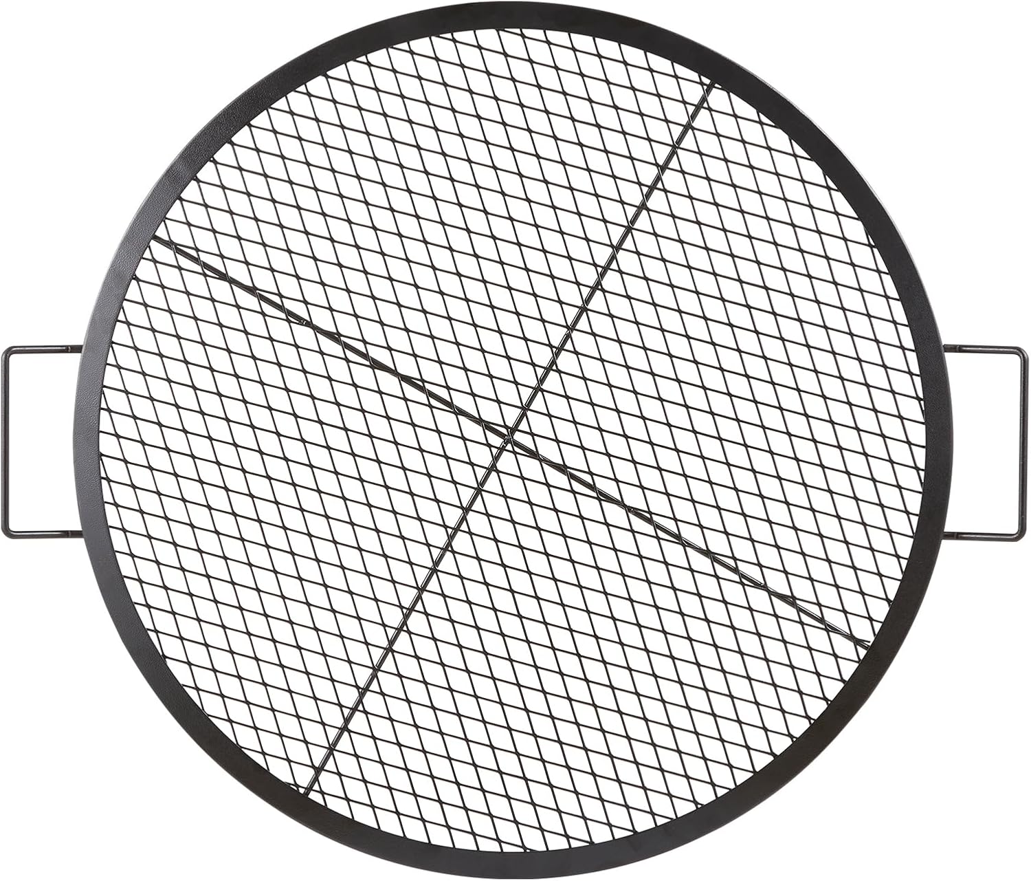 VEVOR X-Marks Fire Pit Grill Grate, Round Cooking Grate, Heavy Duty Steel Campfire BBQ Grill Grid with Handle and Support X Wire, Portable Camping Cookware for Outside Party & Gathering, 30 Inch Black