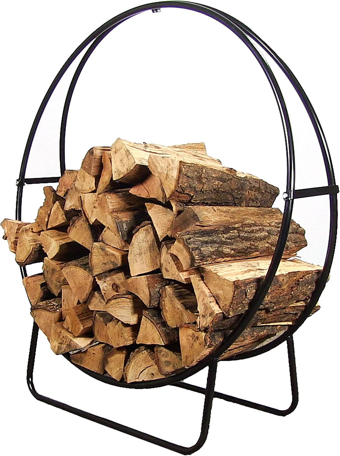 Sunnydaze 48-Inch Outdoor Firewood Rack Hoop – Indoor Round Tubular Steel Fireplace Wood Holder – 700-lb Capacity