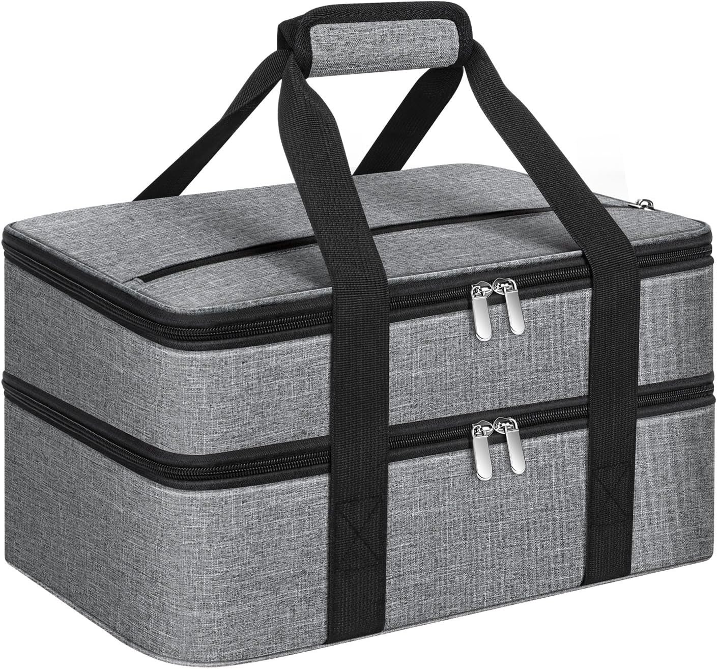 Double Insulated Casserole Carrier, Portable Casserole Carrier for Hot or Cold Food Lunch Tote Warmer or Cooler Bag, Lasagna Lunch Bag for Potluck Parties- Fits 9″ x 13″ Baking Dish-Grey