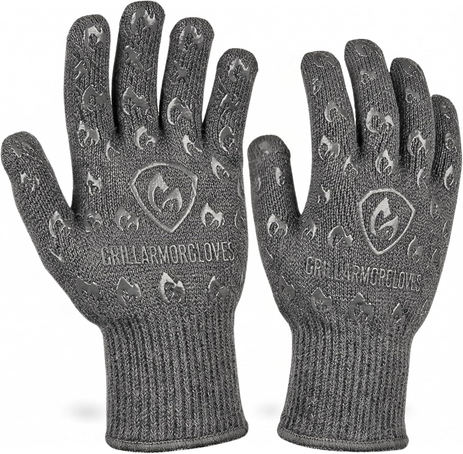 Oven Gloves with Fingers – 932°F Extreme Heat Proof and Cut Resistant Mitts for Kitchen, BBQ, Grill, Baking, Fire Pit – EN407 Certified with Non-Slip Silicone Grip and Cotton Lined for Comfort
