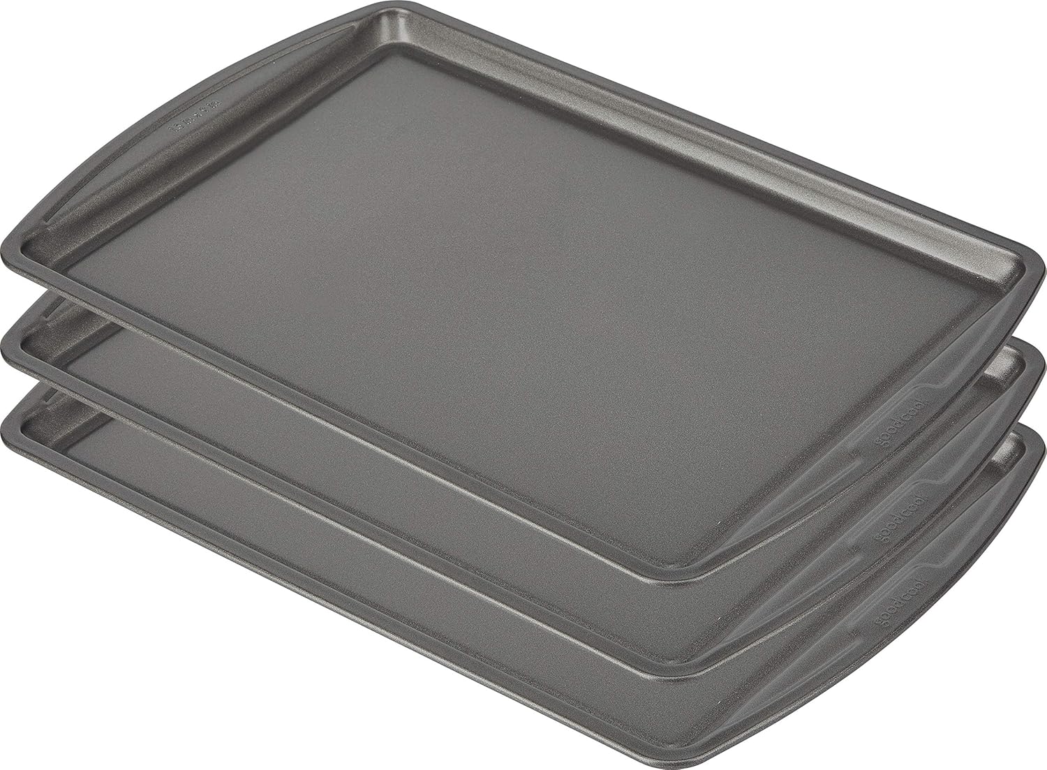 GoodCook Everyday Baking Sheet Set Nonstick Carbon Steel Standard-Sized Cookie Sheets for Even Baking, Bakeware Set Includes 3 Pans with Scratch-Resistant Finish, 13×9-Inch, Gray