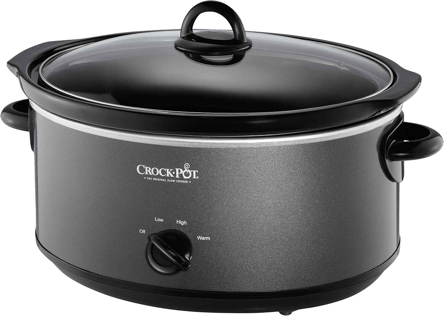 Crock-Pot 7-Quart Manual Slow Cooker, Family Size Serves 8+ People & Fits 6-lb Roast, Removable Stoneware with Warming Setting, Dishwasher Safe for Easy Cleanup, Charcoal