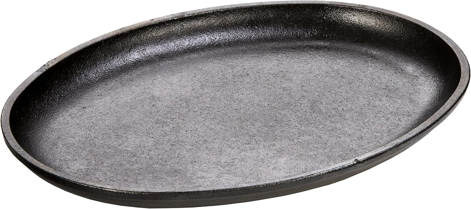 Lodge Handleless Oval Serving Griddle, 10″ x 7.5″, 10″, Black